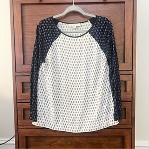 EUC LOFT Paisley Print Raglan Baseball Tee, Size Small